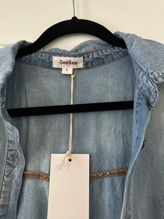 Caslon Light Wash Denim Shirt Dress Jacket - Light Blue - Picture 3 of 6